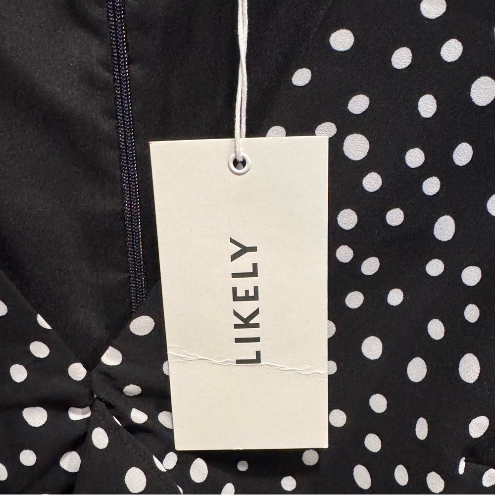 NWT LIKELY Corinne Ruffled Polka Dot Mini Dress in Black and White Sz 6 - Picture 8 of 12
